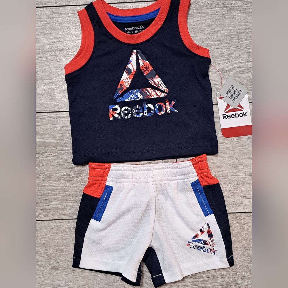 Brand New Reebok Kids' Tank and Shorts Set - Black and White